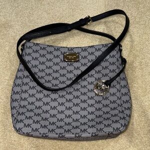 Michael Kors Monogram Shoulder Bag in Black and Gray